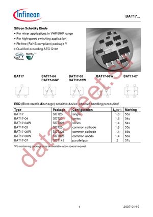 BAT 17 E6327 datasheet  